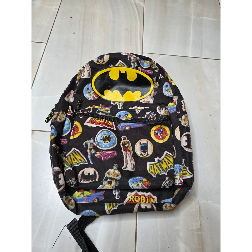 Batman and Robin Comic Print Backpack Black Yellow‎ DC Comics Superhero Bag